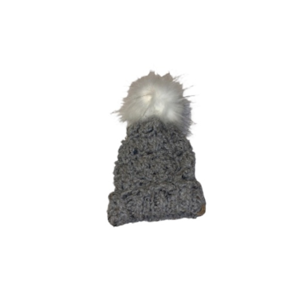🆕 Petit Nordique Handmade Grey and White Knit Pompom Toque - Size 1 to 2 Years